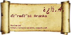 Ürmösi Aranka névjegykártya